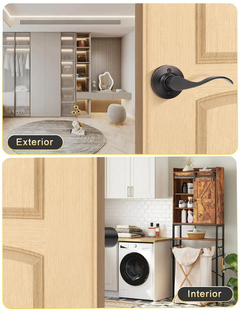 Two Pack Single Sided Dummy Door Handle In Oil Rubbed Bronze No Fuss Easy Push Pull For Closet Or Pantry Right Handed Interior Door Lever Non Turning Dummy Knob on wood door