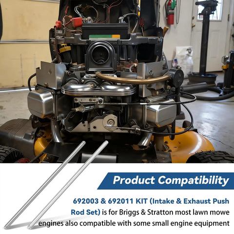 Intake And Exhaust Push Rod Kit 692003 692011 for Briggs and Stratton lawn mower engines shown installed