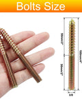 Rock Solid 3/8 Inch 16 Thread By 4 Inch Heavy Duty Hanger Bolts 8 Pack Drywall And Lumber Mounting Double End Screws, showing size and detail.