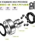 Skateboard Trucks And Wheels Starter Kit For 7.75 To 8 Inch Decks With 52mm Wheels ABEC 9 Bearings T Tool exploded view