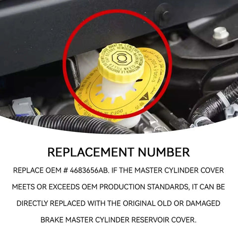 Brake Fluid Cap Master Cylinder Reservoir Filler Cap Replacement For Jeep Wrangler 2001 To 2017, Dodge Journey 2009 To 2020, Ram 1500