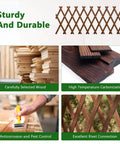 Expandable Garden Trellis For Climbing Plants Outdoor Adjustable Wooden Lattice Fence Panel 13.1 Inches By 67 Inches No Tool Needed EZ Install Roses Vines Ivy Clematis Cucumbers And More with durable carbonized wood, anticorrosion features, and strong rivet connections, showcasing high-quality materials.