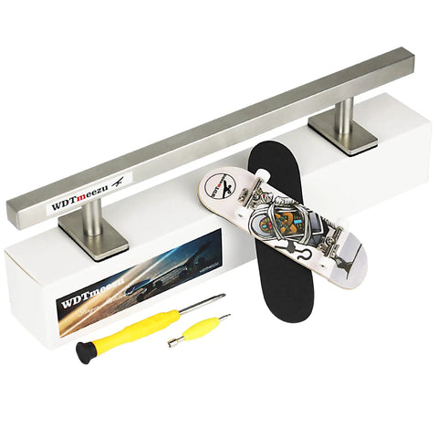Dope Wood Fingerboard And Metal Flat Rail Set With Bearing Wheels, DIY Assembly 10 Inch Mini Skateboard Rail, Five Layer Solid Wood Fingerboard