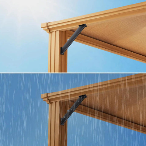 Heavy Duty 45 Degree Angle Brackets Kit For Wood Post And Beam Projects Corner Braces Inside Joint Pergola Kit Outdoor Patio Gazebo DIY Steel Brackets With Black Coating 12 Pack