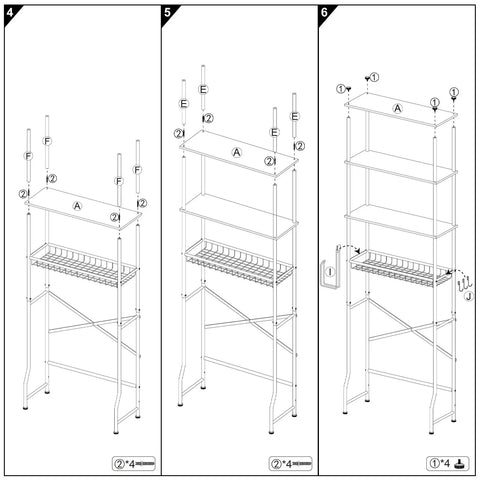 Assembly instructions for Four Tier Over The Toilet Storage Shelf Organizer For Bathroom Freestanding 4 Shelf Cabinet.