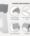 Close-up details of Compact Foldable Step Stool for Adults Up to 330 Pounds, Lightweight Non Slip Gray Stool, 10.5 Inch Step