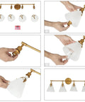 Hot Gold Bathroom Light Fixtures Modern Farmhouse Vanity Lights Over Mirror Four Light Vanity Lighting With Frosted Glass Shades