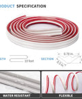 Peel And Stick Flexible Quarter Round Molding Trim For Walls Ceilings Cabinets Countertops Floors Edges And Corners, Four Fifths Inch Wide, One Half Inch Thick, Ten Feet Long, White, Easy Install, shown coiled with water resistant and flexible features.