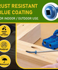 Heavy Duty Outdoor Pocket Hole Screws Set 300Pcs 8 X Two And A Half Inch Blue Coated Weather Resistant With Washer Head Square Drive Coarse Thread And 150mm Driver Bit Included in use