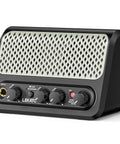 Portable 10W Bluetooth Guitar Amp with Built In Drum Machine featuring 30 patterns clean and drive channel reverb rechargeable battery.