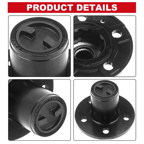 4WD Manual Locking Hub Replacement Fits 1990 1994 Ford Explorer 1990 1997 Ford Ranger 1994 1997 Mazda Pickup And 1990 1994 Mazda Navajo With 27 Spline Outer Axle 2 Piece Assembly Beefy Forged Alloy Steel Gears Built Tough For Off Road, close-up views showing hub design and assembly components