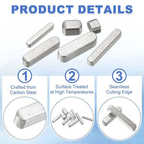 Round Ended Feather Key Set 22x6x6 Mm Stainless Steel Shaft Key Stock 5 Pcs showing details of carbon steel crafting