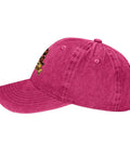 Side view of Too Cool For First Grade Beach Baseball Hat For Women Breathable Cotton Dad Cap With Adjustable Strap in pink color