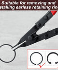 Angle Tip Lock Ring Pliers For Snap Rings And Retaining Rings, Flat Nose Circlip Pliers With Knurling Tips in action