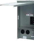 Talon Temporary Power Outlet Panel With 20 Amp 30 Amp And 50 Amp Receptacles, 125 Amp Main Breaker, open view