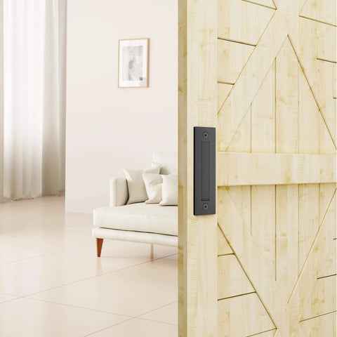 8-3/5 Inch Sliding Barn Door Handle Matte Black Finger Pull Flush Mount For Gates Garages Cabinets Closets And Drawers Modern Durable Hardware Installed