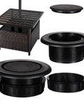 Easy Fit Patio Table Umbrella Hole Ring Plug Cap Set For Outdoor Parasol Hole Cover Insert Pole Replacement Stabilizer Parts Black Designed To Fit 1.63 Inch Inner Ring Diameter Or Smaller For 2 Inch Holes On Glass Iron And Wood Desktops.