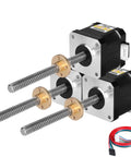 Three Pack Nema 17 Stepper Motors with 100mm TR8x8 Lead Screws for 3D Printers and CNC DIY, 2 Phase 1.8 Degree Steps, cables included