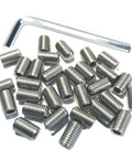 Durable 304 Stainless Steel Set Screws 30 Piece Pack Five Sixteenth Thread Twenty Four Per Inch Hex Socket Grub Screws With Allen Wrench