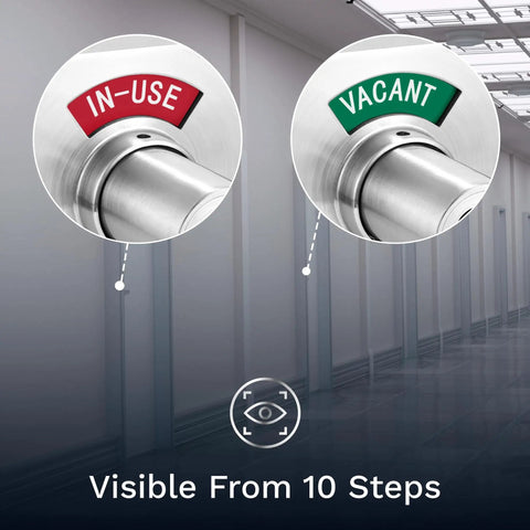 ADA Compliant Privacy Lock With One Touch Push Button Lever For Single Egress, left handed, In-Use and Vacant indicators