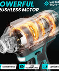 Transparent view of Beefy Half Inch Cordless Impact Wrench With 950 Ft Lbs Torque, Brushless Power Tool showing motor details.