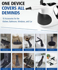 Lightweight Handheld Steam Cleaner With 400Ml Tank And Safety Lock, 10 accessories for versatile cleaning tasks.