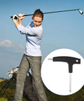 Woman golf swinging with Dual Head Torx Wrench For Golf Clubs T20 And T25 With Universal Shaft Adapter inset shown