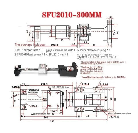 SFU2010 300mm Ball Screw Kit With Integrated Stepper And Servo Motor Housing And Linear Guide Lifting Module For Ultra Smooth Motion