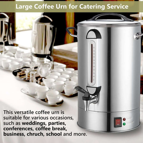 Heavy Duty 24L Commercial Coffee Urn With Quick Brew Dispenser For Catering And Events, 160 Cup Capacity Stainless Steel