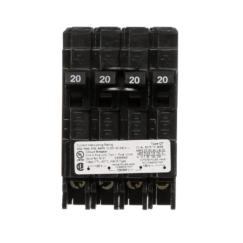 Triple Circuit Breaker Plug-In Kit 20 Amp Double Pole Plus Two 20 Amp Single Poles, 120V, Space Saving Half Inch Frame, UL Listed