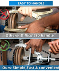Heavy Duty Three Jaw Gear Puller, 2 Ton Pulley Removal Tool being used to remove a pulley, highlighting ease of grip and operation.
