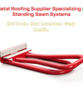 Eave Seam Locker T1 Edge Folding Tool With PVC Insert for standing seam roof panels, red metal design, side view.