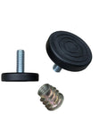 Side view of Beefy Heavy Duty Adjustable Furniture Levelers with 3/8-16 Threaded Bolts, 1.5 Inch Base Feet, Screw In Nuts, 8 Pack, Height Range 0.25 To 1.25 Inches, Ideal For Tables And Chairs.