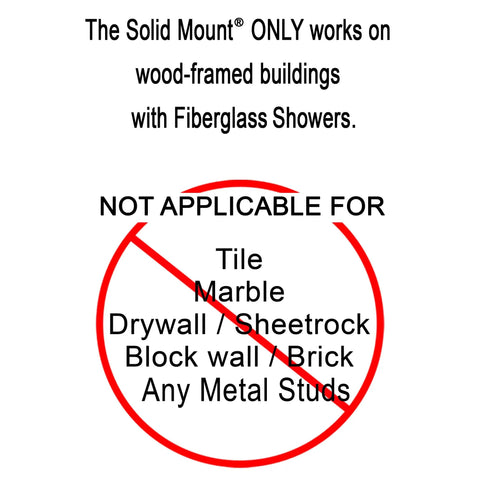 Heavy Duty Grab Bar Mounting Kit For Fiberglass Showers warning against installation on non-wood surfaces.