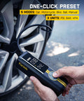 Hand holding X8 APEX EV Tire Inflator Portable Air Pump With 2X Faster Inflation And 150 PSI Cordless Air Compressor for car