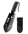 Ultra Lightweight Nine In One Camping Shovel Multitool With Bottle Opener Nail Puller Ruler Hex Wrench Saw For Backpacking Hiking Gardening And Outdoor Survival Black with sheath.