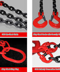 Tough As Nails Four Strand Chain Sling 6614 Lb Capacity 2 To 13 Ft Industrial Hoist Rigging with Self Locking Hook, showcasing G80 Mn-Steel chain and alloy steel components.