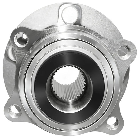 Front view of Front Wheel Bearing And Hub Assembly With 5 Lugs For Hyundai Sonata Tucson Optima Sportage And Nexo Low Runout Noise Reduction And No Sweat Easy Install In Stock