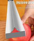 Non Slip Fruit Carving Knife With V Shape Channel And Triangular Blade slicing apple for precise DIY food art