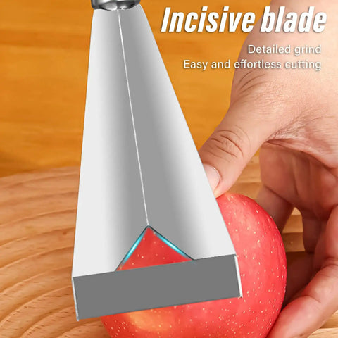 Non Slip Fruit Carving Knife With V Shape Channel And Triangular Blade slicing apple for precise DIY food art