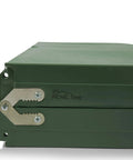 Foldable Picnic Table With Built-In Benches For Four, Outdoor Camping Table With Umbrella Hole, Hunter Green, folded corner view