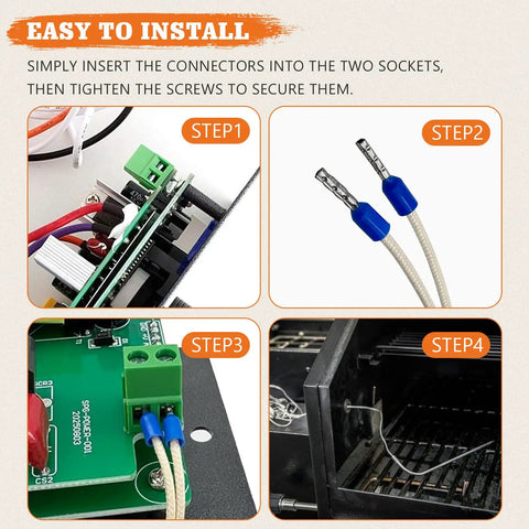 Temperature Probe Sensor Replacement For Digital Thermostat Probe, 304 Stainless Steel Grill Thermometer Compatible With Most Pellet Grills, Real Time Temperature Readout, Easy Install And Reliable Performance, 7 in probe installed in pellet grill