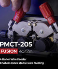Close-up of 4 roller wire feeder on Six In One MIG MAG Pulse TIG MMA Plasma Cutter Welder with gas or gasless operation