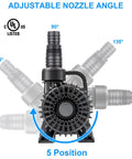 Smart Submersible Pond Pump 1800 GPH 100W Quiet Waterfall Fountain For Small Ponds Garden Yard Patio IPX8 with adjustable nozzle