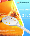 8 Inch Pizza Turning Peel With Long Handle Spinner, Perforated Aluminum Pizza Peel For Easy Oven Rotation