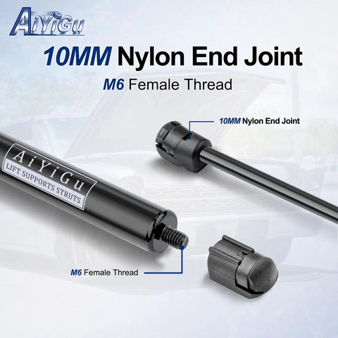 Close-up of Heavy Duty Front Hood Struts Gas Springs Shocks For Ford F 250 F 350 F 450 F 550 Super Duty and Excursion, 10mm joint
