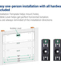 Installation guide and bubble level for Garage Must Have 3 Tier Wall Shelving System For Heavy Duty Storage, Black Classic Series