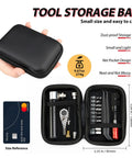 Compact case of Bike Repair Tool Kit With 10 Magnetic Bits For MTB And Road Bikes, Alloy Multitool With Ratchet Wrench Open