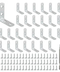 Heavy Duty Stainless Steel L Brackets For Wood, 30 pack 40mm corner connectors with screws for furniture assembly.