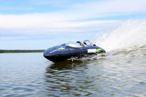 Big 25 Inch Remote Control Boat For Adults 14 Plus High Speed Brushless Watercraft With Alloy Tail, LED Lights, 4WD speeding on water